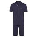 Hanro Men's Night & Day Pyjama 1/2 Arm Sets, Blue (Black Iris 0496), L