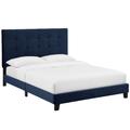 Melanie Twin Tufted Button Upholstered Performance Velvet Platform Bed in Midnight Blue - East End Imports MOD-5805-MID