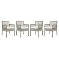 Aura Dining Armchair Outdoor Patio Wicker Rattan Set of 4 - East End Imports EEI-3594-GRY-WHI