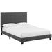 Melanie Twin Tufted Button Upholstered Fabric Platform Bed in Gray - East End Imports MOD-5877-GRY