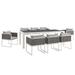 Stance 9-Pc Outdoor Patio Aluminum Dining Set in White Gray - East End Imports EEI-3186-WHI-GRY-SET