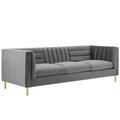 Ingenuity Channel Tufted Performance Velvet Sofa in Gray - East End Imports EEI-3454-GRY