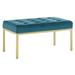 Loft Gold Stainless Steel Leg Medium Performance Velvet Bench in Gold Teal - East End Imports EEI-3402-GLD-TEA