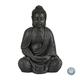 Relaxdays Buddha Figur sitzend, XL 70 cm, Gartenfigur, Dekofigur Wohnzimmer, wetterfest & frostsicher, dunkelgrau