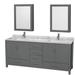 Wyndham Collection Sheffield 80" Double Bathroom Vanity Set w/ Mirror Wood/Stone in Gray | Wayfair WCS141480DKGCMUNSM24