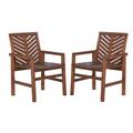 Patio Wood Chairs in Dark Brown (Set of 2) - Walker Edison OWC2VINDB