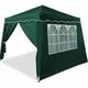 Tonnelle pavillon de jardin pliable 3x3m - 4 parois latérales avec fenêtres Vert