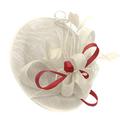 Caprilite Cream Ivory and Red Fascinator Hat for Women Weddings Headband