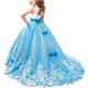 OBEEII Flower Girls Pageant Dresses Sleeveless Rhinestone Lace Floral Maxi Dress Elegant Evening Gown for Ceremony Wedding Bridesmaid Communion Cocktail Prom Party 2-3 Years Sky Blue