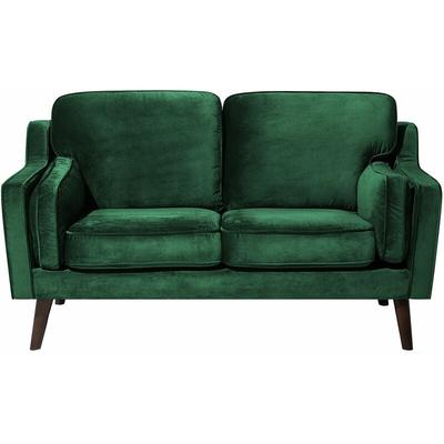 Sofa Grün Samtstoff 2-Sitzer Retro Minimalistisch Wohnzimmer
