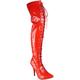 Ladies Boots Womens Thigh HIGH Over The Knee Boots Front LACE Heel (3 UK, Red Patent)