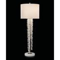 John-Richard Cascading 40" White/Chrome/Clear Table Lamp Alabaster/Metal/Fabric/Crystal in Gray/White | 40 H x 14 W x 14 D in | Wayfair JRL-9394