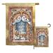 Breeze Decor Peace on Earth Doves & Nativity Winter Impressions 2-Sided Polyester 2 Piece Flag Set in Brown | 28 H x 18.5 W in | Wayfair