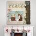 The Holiday Aisle® 'Vintage Tag Fox Rabbit' Graphic Art Print Canvas/Metal in Green/Red | 40 H x 40 W x 1.5 D in | Wayfair THLY2605 44374486