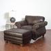 Armchair - Canora Grey Macalla 47" Wide Armchair & Ottoman Faux Leather/Leather in Brown | 38.5 H x 47 W x 38 D in | Wayfair