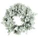 The Holiday Aisle® Flocking 24" PVC Wreath Traditional Faux in Green | 24 H x 24 W x 7 D in | Wayfair 1D71F3D062B646829BAC2235D9607BB9