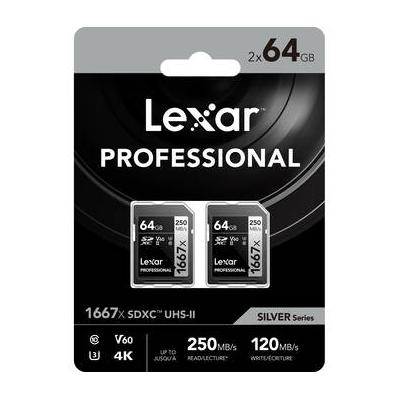 Lexar 64GB Professional 1667x UHS-II SDXC Memory Card (2-Pack) LSD64GCBNA16672