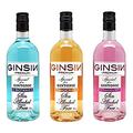 3 Alcohol Free Gin Alternative Bundle with 1xGinsin 12Botanical 70cl, 1xGinsin Strawberry 70cl, 1xGinsin Tangerine 70cl