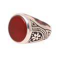 Native Flower,'925 Sterling Silver and Carnelian Men's Ring from India'