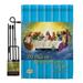 Breeze Decor Last Supper Inspirational Faith & Religious Impressions 2-Sided Polyester 2 Piece Flag Set in Blue | 18.5 H x 13 W in | Wayfair