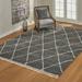 Gray 94 x 1.9 in Area Rug - Gertmenian Limmet Diamond Dark/Ivory Modern Geometric Area Rug w/ Fringe Polypropylene | 94 W x 1.9 D in | Wayfair