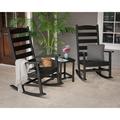 POLYWOOD® Shaker 3-Piece Porch Rocking Chair Set Synthetic Wicker/All - Weather Wicker/Wicker/Rattan in Black | 45.25 H x 27.18 W x 34 D in | Outdoor Furniture | Wayfair