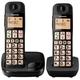 Panasonic KX-TGE112E Big Button Twin DECT Cordless Telephone with Nuisance Call Blocker & LCD Display (Twin Handset Pack) - Black