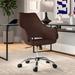 Wade Logan® Asbiel Home & Office Mid-Back Office Chair w/ Wrap Style Arms Upholstered/Metal in Brown | 39.25 H x 27 W x 27 D in | Wayfair