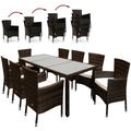 Casaria - Deuba Salon de Jardin en polyrotin Brun Ensemble 8+1 Chaises empilables Table avec