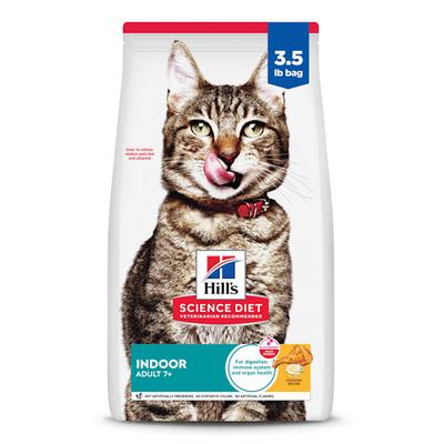Hill's Science Diet Senior 7+ Indoor Chicken Recipe Dry Cat Food, 3.5 lbs.