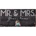 Miami Marlins 12" x 6" Personalized Mr. & Mrs. Sign