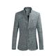 Mens Wool Blazer Slim Fit Tweed Suit Jacket Short Type Chinese Style Chic Outwear Jackets Grey