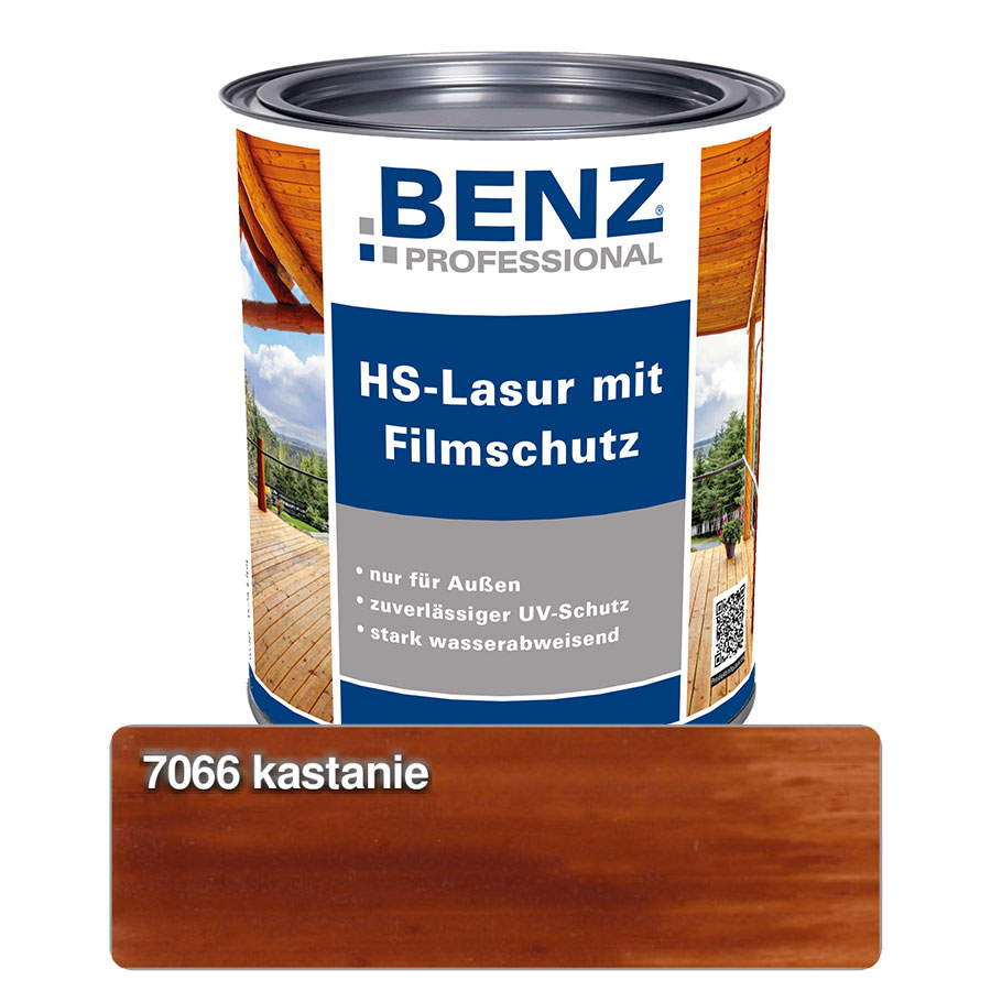BENZ PROFESSIONAL HS-Lasur mit Filmschutz Holzschutzmittel, 2,5 l, Kastanie Image