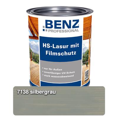 BENZ PROFESSIONAL HS-Lasur mit Filmschutz Holzschutzmittel, 2,5 l, Silbergrau Image