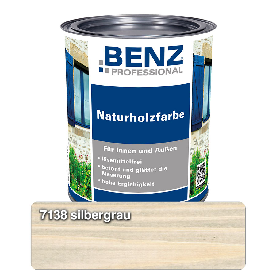 BENZ PROFESSIONAL Naturholzfarbe Holzschutzmittel, 0,75 l, Silbergrau Image