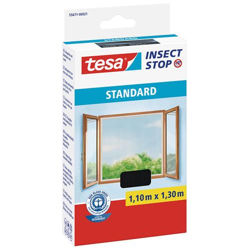 Tesa Fliegengitter Fenster Insect Stop Standard Insektenschutz, 110x130 cm, Anthrazit Image