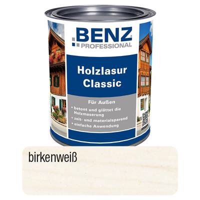 BENZ PROFESSIONAL Holzlasur Classic Holzschutzmittel, 0,75 l, Birkenweiß Image