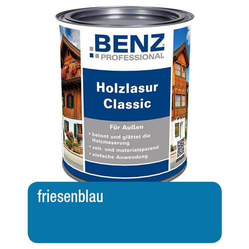 BENZ PROFESSIONAL Holzlasur Classic Holzschutzmittel, 0,75 l, Friesenblau