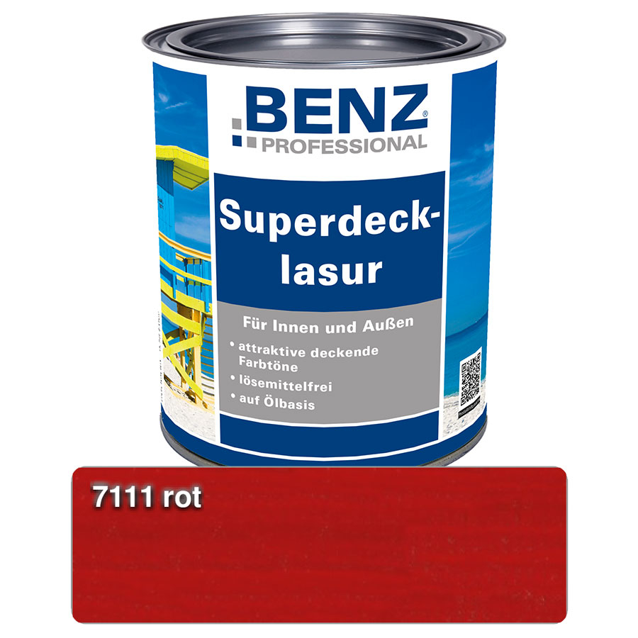BENZ PROFESSIONAL Superdecklasur Holzschutzmittel, 2,5 l, Rot Image