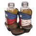 De Leon Collections Faux Tooled Texas Red, White, Blue Western Cowboy Boots Salt & Pepper Shaker Holder Set Glass in Blue/Brown/Red | Wayfair 12409