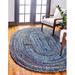 Blue 39 x 39 x 0.5 in Area Rug - Bungalow Rose Munford Southwestern Hand Braided Sapphire Area Rug Cotton/Jute & Sisal | Wayfair 1869176