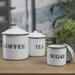 Gracie Oaks Metal Enamelware 3 Piece Coffee, Tea, & Sugar Jar Set Metal in Brown/White | 6 H x 5.2 W x 5.2 D in | Wayfair