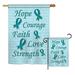 Breeze Decor Hope, Faith, Courage Inspirational Support Impressions 2-Sided Polyester Garden Flag in Blue | 28 H x 18.5 W in | Wayfair