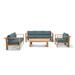 AllModern Sonoma 4 Piece Teak Sofa Seating Group w/ Sunbrella Cushions /Natural Hards/Teak in Brown/White | 33.75 H x 89 W x 33.5 D in | Outdoor Furniture | Wayfair