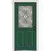Verona Home Design Grace Painted Both Sides The Same 1/2 Lite 2-Panel Fiberglass Prehung Front Entry Door on 6-9/16" Frame Metal | Wayfair
