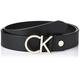 Calvin Klein Damen Gürtel Ck Logo Belt 3.5 cm Ledergürtel, Schwarz (Black Leather/Light Gold Buckle), 75 cm