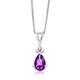 Miore Teardrop Amethyst and Diamond 9 ct White Gold Pendant on 45 cm Curb Chain