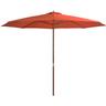 Parasol avec mât en bois 350 cm Terre cuite Vidaxl Couleur terre cuite