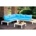 Rosecliff Heights Hinton 2 Piece Rattan Sectional Seating Group w/ Cushions Synthetic Wicker/All - Weather Wicker/Wicker/Rattan in Blue | Outdoor Furniture | Wayfair