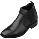 CALTO Men's Invisible Height Increasing Elevator Shoes - Black Premium Leather Slip-on High-top Chelsea Boots - 2.8 Inches Taller - T54021 - Size 8 UK